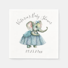 Cute Elephant Girl Baby Shower Napkins Pappersservett