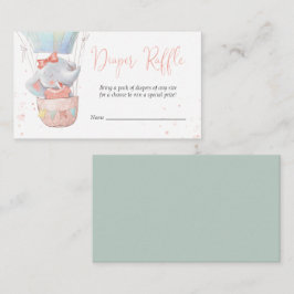 Cute Elephant Girl Baby Shower Raffle Card Tilläggskort
