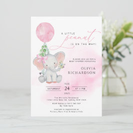 Cute Elephant Girl Balloon Baby Shower-inbjudan Inbjudningar