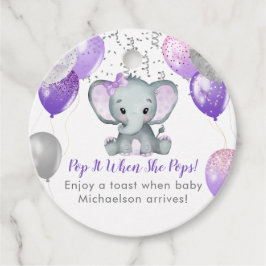 Cute Elephant Girl Balloons Baby Shower Gåvor Etiketter
