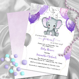 Cute Elephant Girl Balloons Baby Shower Inbjudningar