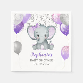 Cute Elephant Girl Balloons Baby Shower Pappersservett