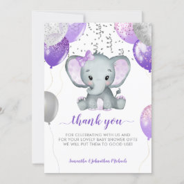 Cute Elephant Girl Balloons Tack Kort