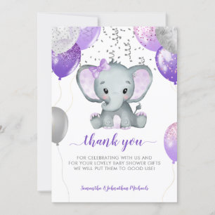 Cute Elephant Girl Balloons Tack Kort