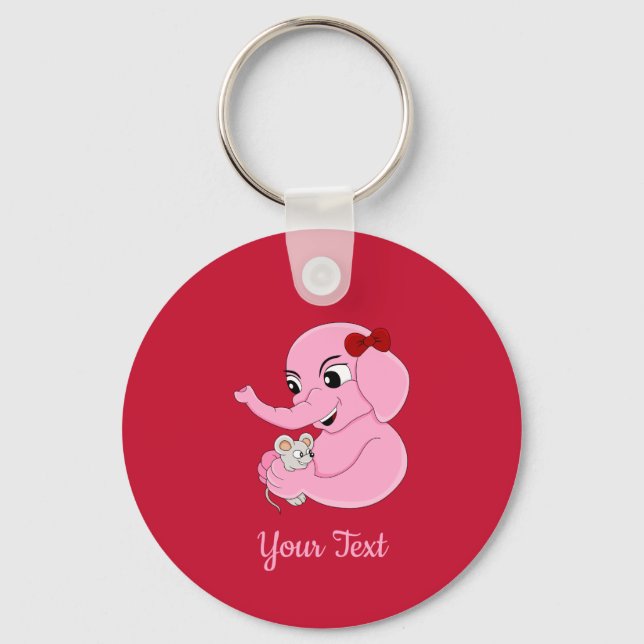 Cute elephant girl cartoon keychain nyckelring (Framsida)