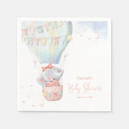 Cute Elephant Girl Rosa Baby Shower Napkins Pappersservett