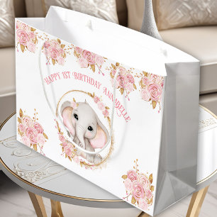 Cute Elephant Girl Rosa White 1 Birthday