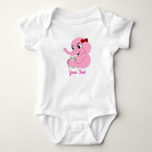 Cute elephant girl tecknad baby-kroppsdräkt t shirt