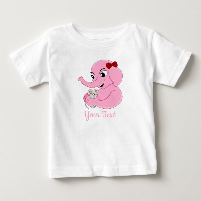 Cute elephant Girl tecknad baby T-Shirt (Framsida)