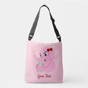 Cute elephant Girl tecknad cross-body bag Axelväska