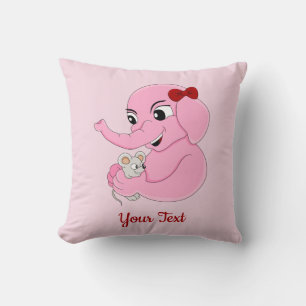 Cute elephant Girl tecknad dekorativ kudde