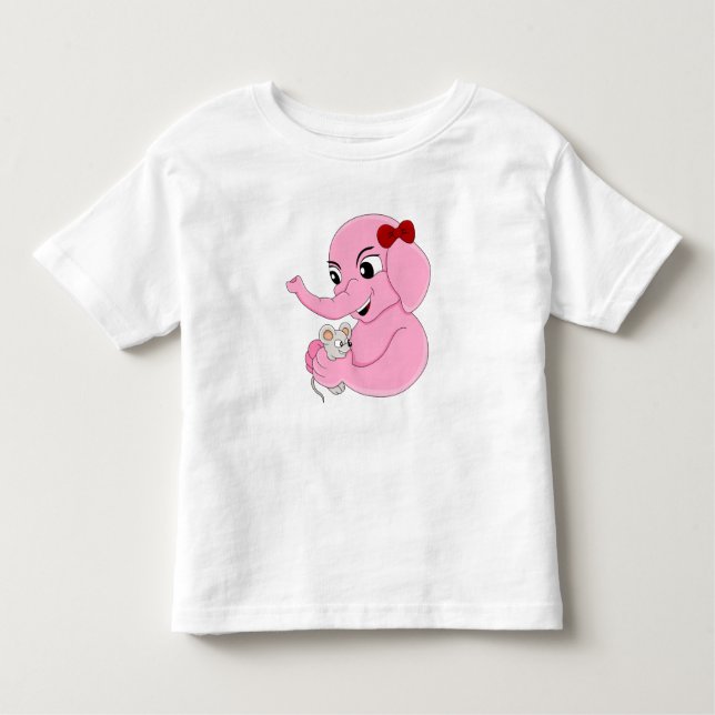 Cute elephant Girl tecknad småbarn t-shirt (Framsida)