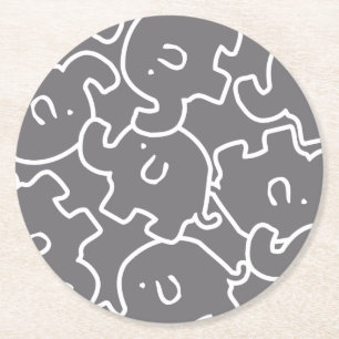 Cute Elephant Grått and White Underlägg Papper Rund