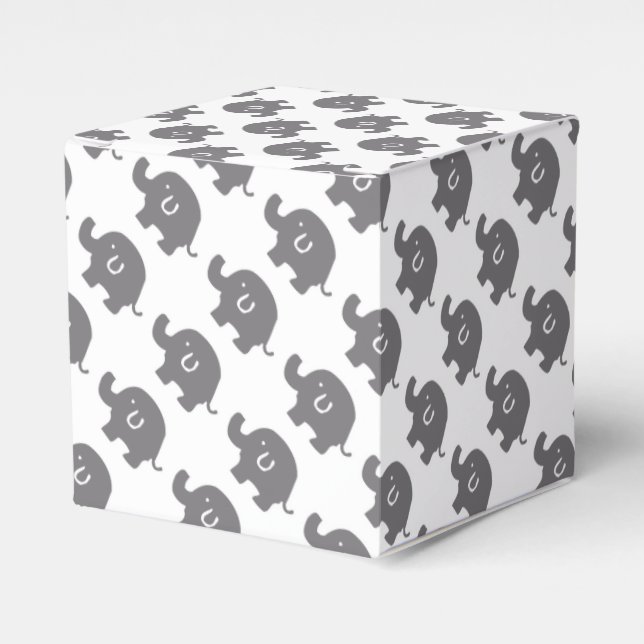Cute Elephant Grått och vita favoritboxar Presentaskar (Framsidan Sidan)