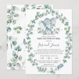 Cute Elephant Greenery Baby Shower by Mail Boy Inbjudningar