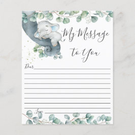 Cute Elephant Greenery Baby Shower Message Lakan