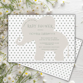 Cute Elephant Grönt Polkadot Baby Shower Inbjudningar
