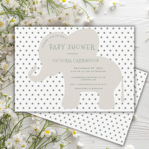 Cute Elephant Grönt Polkadot Baby Shower Inbjudningar