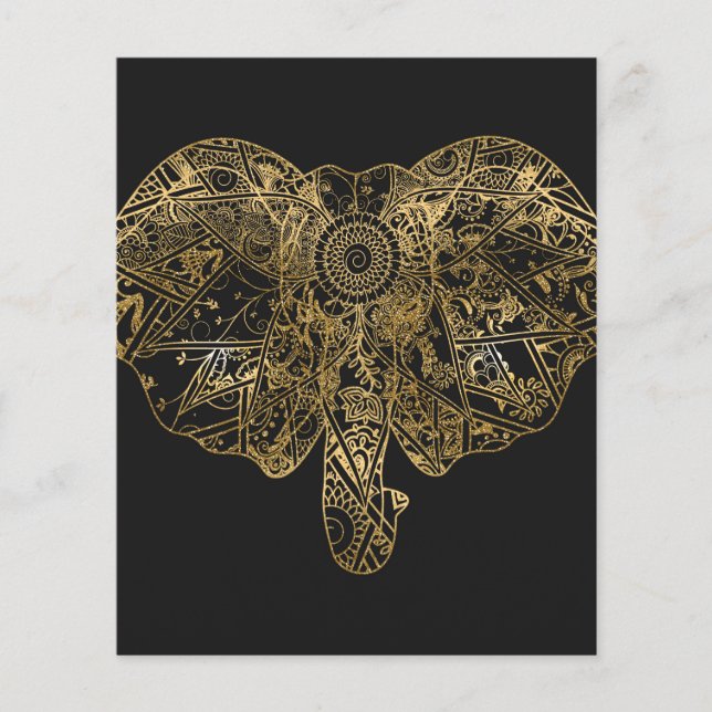 Cute Elephant hand plockade Henna blommigt (Framsida)