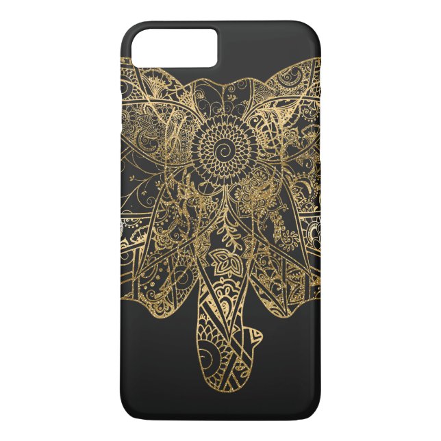 Cute Elephant hand plockade Henna blommigt Case-Mate iPhone Skal (Baksida)