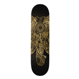 Cute Elephant hand plockade Henna blommigt Skateboard Bräda 19,5 Cm