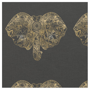 Cute Elephant hand plockade Henna blommigt Tyg