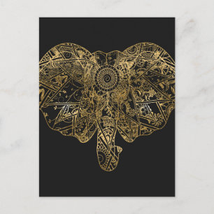 Cute Elephant hand plockade Henna blommigt Vykort