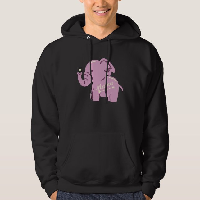 Cute elephant heart clothing mum mother mum elepha hoodie (Framsida)