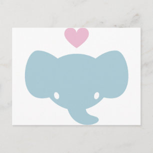 Cute Elephant Heart Graphic Vykort