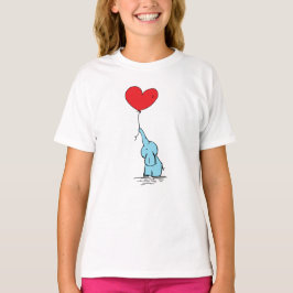 Cute Elephant & Heart Kids T-Shirt