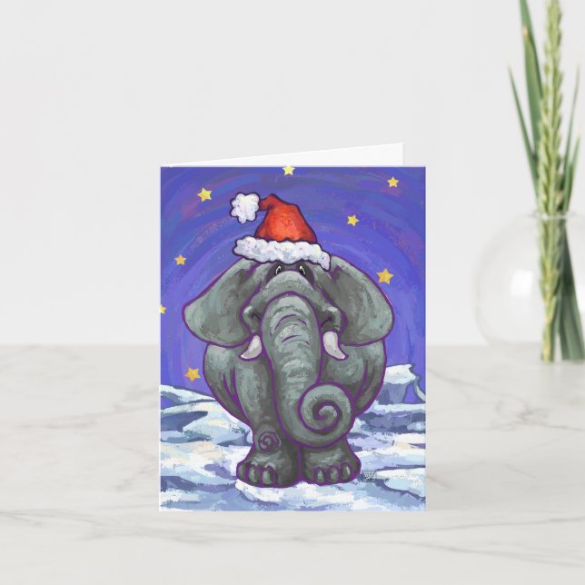 Cute Elephant Helgdag Card Helgkort (Framsida)