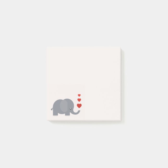 Cute elephant-hjärtan-flickans konstverk post-it block (Framsida)