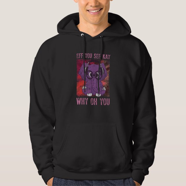 Cute Elephant-hörlurar och glassoppor Hoodie (Framsida)