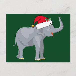 Cute Elephant i jultomten Grönt jul Helg Vykort