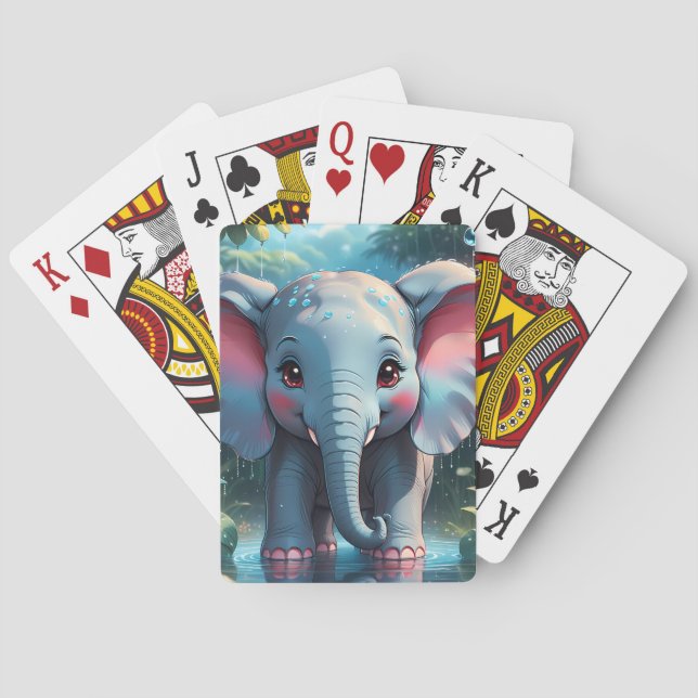 Cute Elephant i Rain Casinokort (Baksidan)