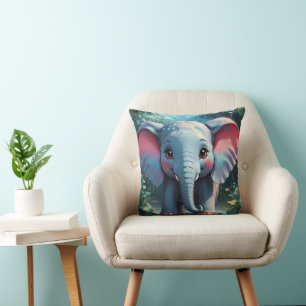 Cute Elephant i Rain Kudde