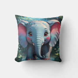 Cute Elephant i Rain Kudde