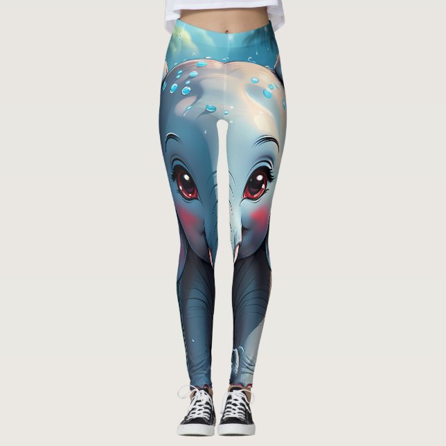 Cute Elephant i Rain Leggings (Framsida)
