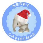 Cute Elephant i Santa Hat Blue-julfästare