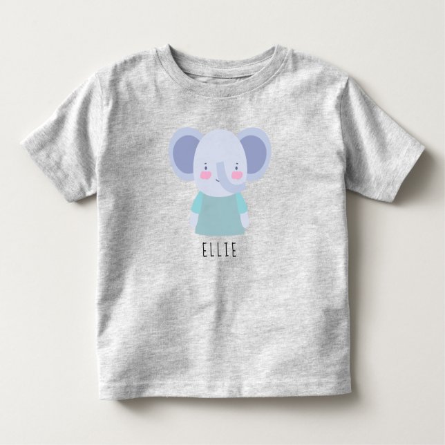 Cute Elephant Illustration - Anpassade T Shirt (Framsida)