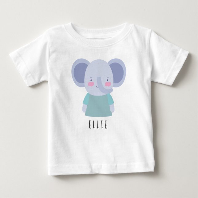 Cute Elephant Illustration - Anpassade T Shirt (Framsida)