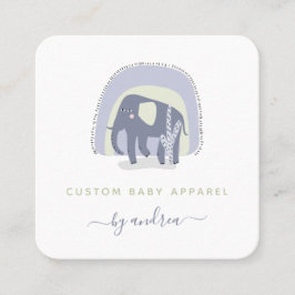 Cute Elephant Illustration Baby Infant Boutique Fyrkantigt Visitkort