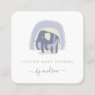Cute Elephant Illustration Baby Infant Boutique Fyrkantigt Visitkort