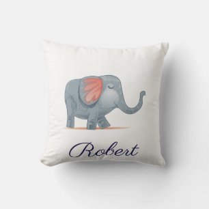 Cute Elephant Illustration Personlig ditt namn Kudde