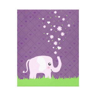 Cute elephant in girly rosa & lila canvastryck
