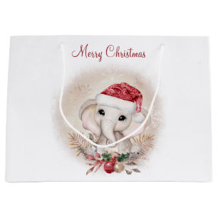 Cute Elephant jul Large Gift Bag