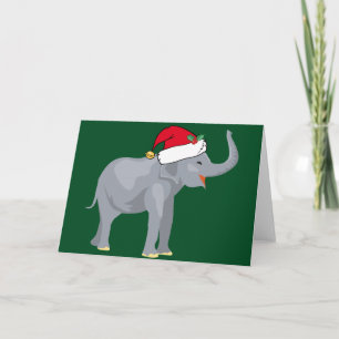 Cute Elephant-julen i Santa Hat-Helgdag Card Helgkort