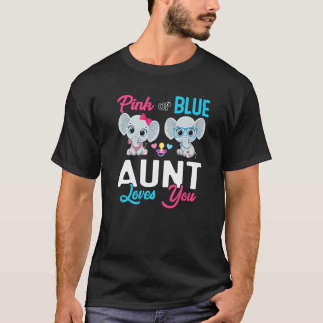 Cute Elephant Keeper Of The Gender Aunt Loves You  T Shirt (Framsida)