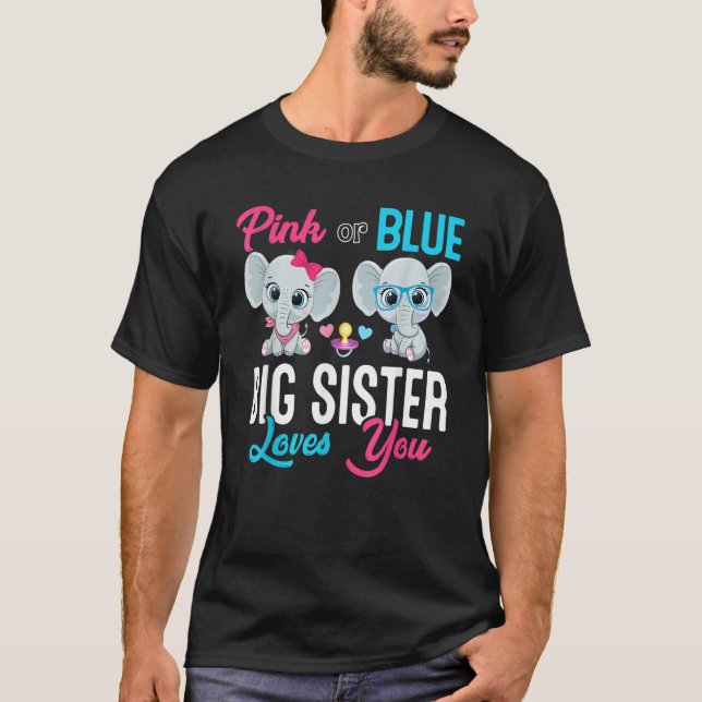Cute Elephant Keeper Of The Gender Big Sister Love T Shirt (Framsida)