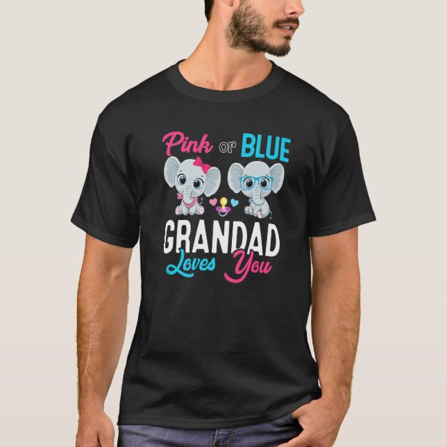 Cute Elephant Keeper Of The Gender Grandad Loves Y T Shirt (Framsida)